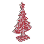 Red resin tree with white decorations cm16x5,7h24