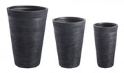 Set of 3 tall black graffiti vases
