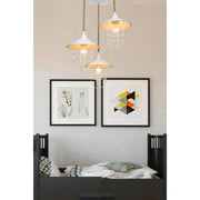 Bulut ASZ0632 pendant lamp 3 lights in white metal and rope