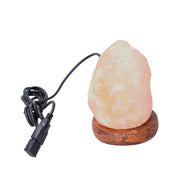 Wood base salt lamp with USB connection 0.4-0.6 kg with plays of light