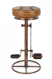 Copper cycle bar stool in design style leather