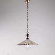 Suspension lamp in white and brown bronzed iron 40x h22 cm