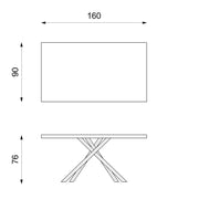 Fixed table in veneered oak and metal legs 160x76h cm
