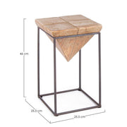 Steel stool with seat in fir wood PRISMY 25,5x25,5x h46 cm