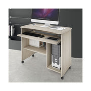 Elm computer holder with wheels H.76 L.93 P.48.5 cm