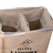 Foldable double beige sack fabric basket cm 54x34,5h50,5