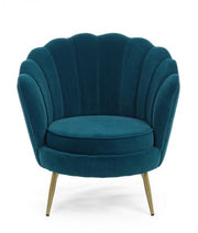 Vintage retro armchair in peacock blue velvet cm 80 x 76 x84 h