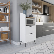 White Drawer and Oak Shelf Mobile Unit L 60 x W 36 x H 136 cm