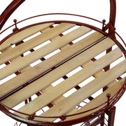 Round red metal folding table with wheels cmø49h67 - 98