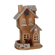 Wooden house with natural led cm19x14h31