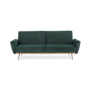JOHNNY three seater sofa bed in dark green velvet 210x83x h85 cm