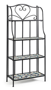 Country style Positano 4-shelf metal bookcase cm 57x28x133h