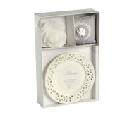 Milk & honey moon pink candle w/saucer cm26x17h4,5 - 8 hours