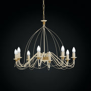 Ivory Decape iron chandelier with Gold finishing eight lights 75x h49 cm