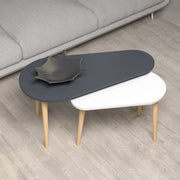 White and anthracite Pear double coffee table with wooden legs
