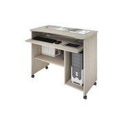 Elm computer holder with wheels H.76 L.93 P.48.5 cm