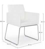 Chair with armrests in imitation leather White SIXTY 60x54x h80.5 cm