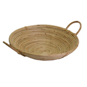 Natural rush basket with round handles cmø40xh10x40