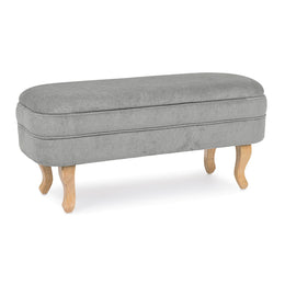 Chenille vintage storage bench in light gray velvet 102x41x49h cm
