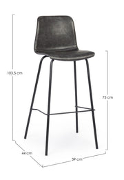 Kyra anthracite leatherette vintage steel bar stool 39 x 44 x 103.5 cm