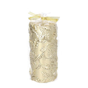 Paraffin candle with gold embossed leaves cm ø7h15