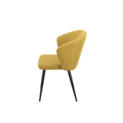 Yellow Upholstered Chair with Black Metal Legs 44cm x 41cm x 82cm