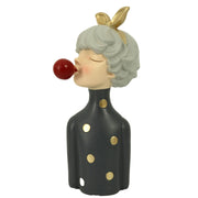 Gray polka dot resin woman cm15x14h32