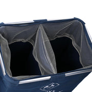 Foldable double blue fabric basket cm 54x34,5h50,5