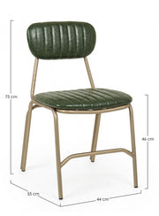 Addy modern chair in steel covered in dark green retro color
