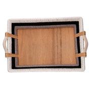 Round wooden picture with black flowers cm ø80h2,6