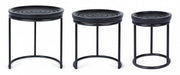 Set of 3 black design Kirtan coffee tables