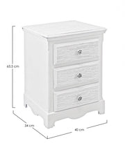 Chest of drawers with 3 drawers in Blanc white wood 40 x 34 x 63.5 cm