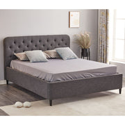 Dark Grey Idra Double Storage Bed with Buttoned Headboard L 170 x W 207.5 x H 114 cm