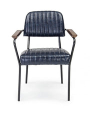 Nelly vintage style chair in eco-leather with blue armrests 84 h cm