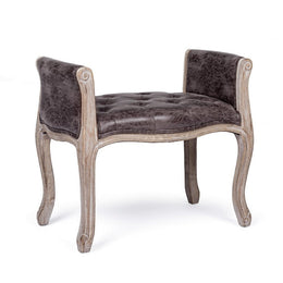 Dark single bench in design-style leather-effect fabric