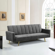 Issyk sofa bed in gray fabric with golden metal feet