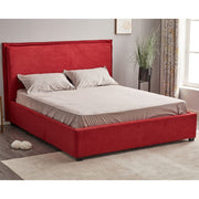 Red Fabric Double Storage Bed 170x206x118 cm