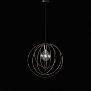 Modern suspension chandelier in black iron with copper decoration one light 42x h45 cm