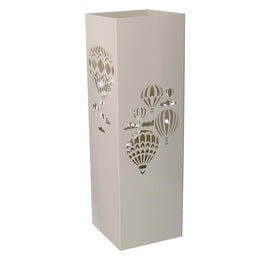 Metal umbrella stand with squared cream hot air balloon 15,5x15,5h49 cm