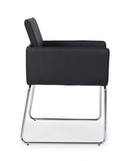 Chair with armrests in imitation leather Black SIXTY 60x54x h80.5 cm