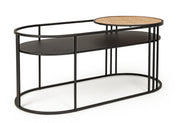Elyot black oval steel coffee table