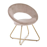 2x Vanity armchair in dove gray velvet and gold legs