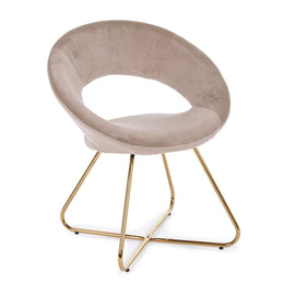 2x Vanity armchair in dove gray velvet and gold legs