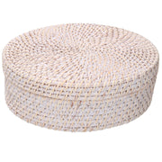 Round white algarve rattan box cmø30h10