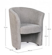 Armchair in wood and light gray fabric BELIZE 64,5x63x h76 cm