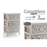Cassettiera comodino  3 cassetti in legno cm 40  x 29 x 58 h