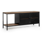 Industrial-style 2-door metal TV cabinet