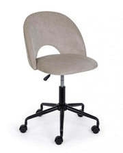 Taupe velvet office chair and steel base