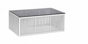 Kloe white outdoor coffee table with glass top