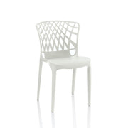 White polypropylene Logan chair with enveloping perforated backrest